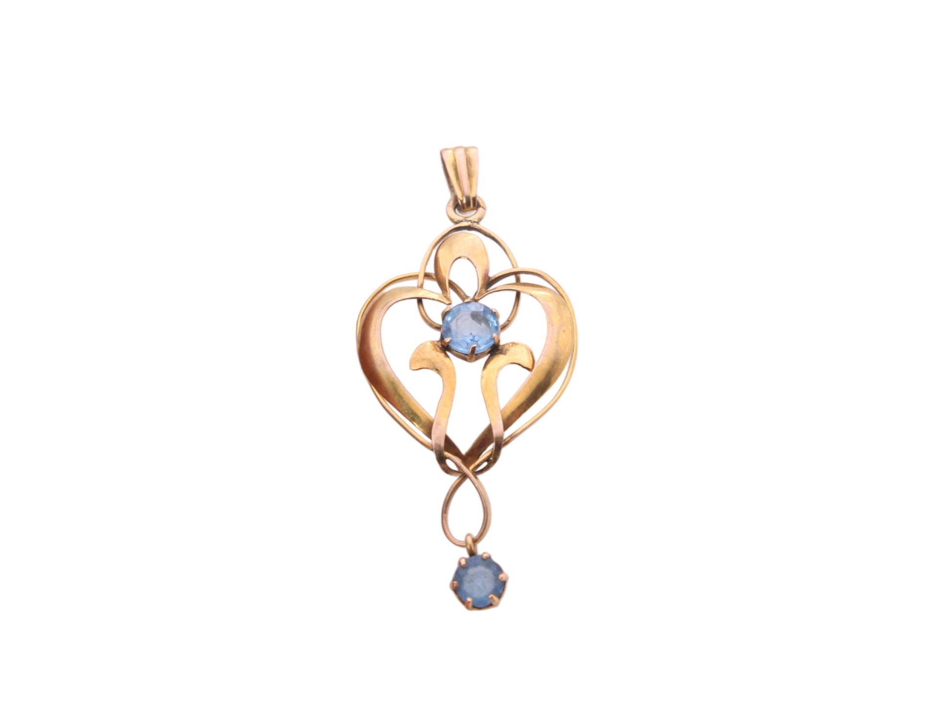 Antique-Edwardian-9ct-Gold-&-Blue-Paste-Pendant