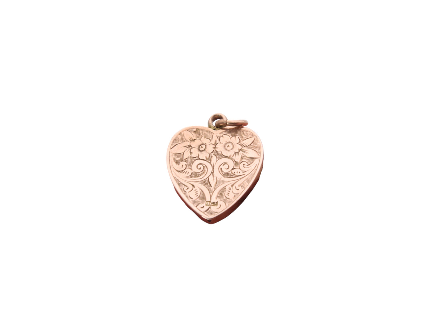 Antique 9ct Gold Chased Heart Pendant