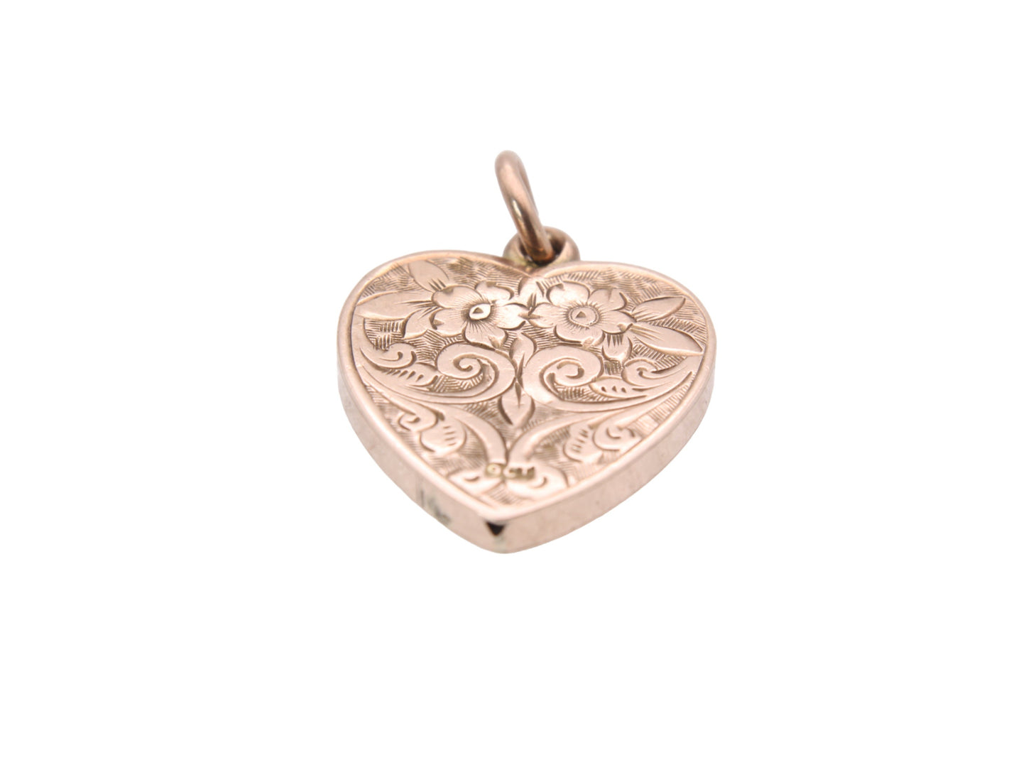 Antique 9ct Gold Chased Heart Pendant