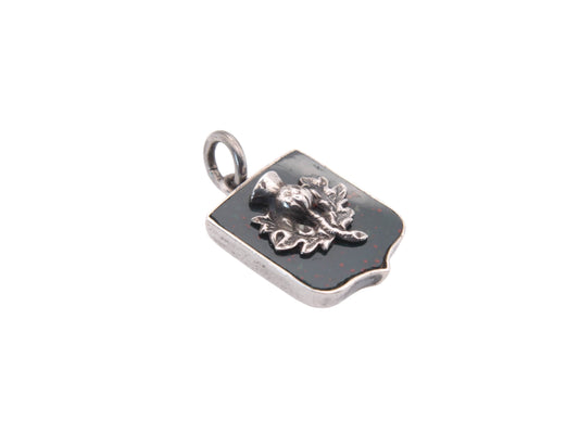 Antique Silver Thistle Bloodstone Shield Pendant