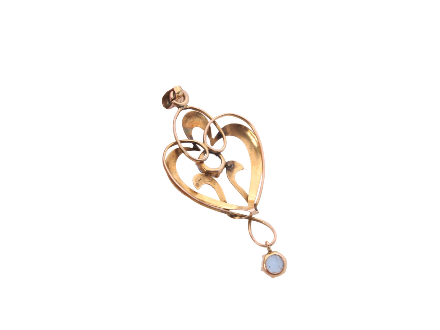 Antique Edwardian 9ct Gold & Blue Paste Pendant