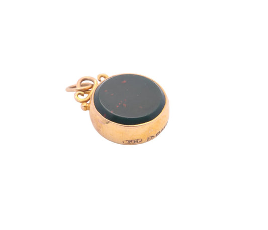 Antique 9ct Gold Bloodstone Carnelian Pendant Fob