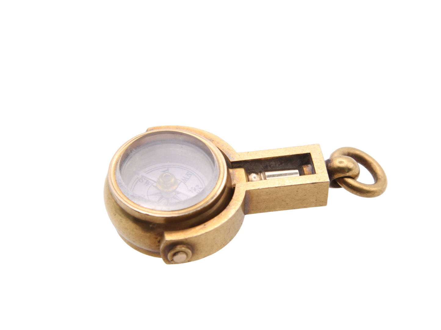 Antique 18ct Gold Lilac Agate Compass Spinner Watch Key Pendant