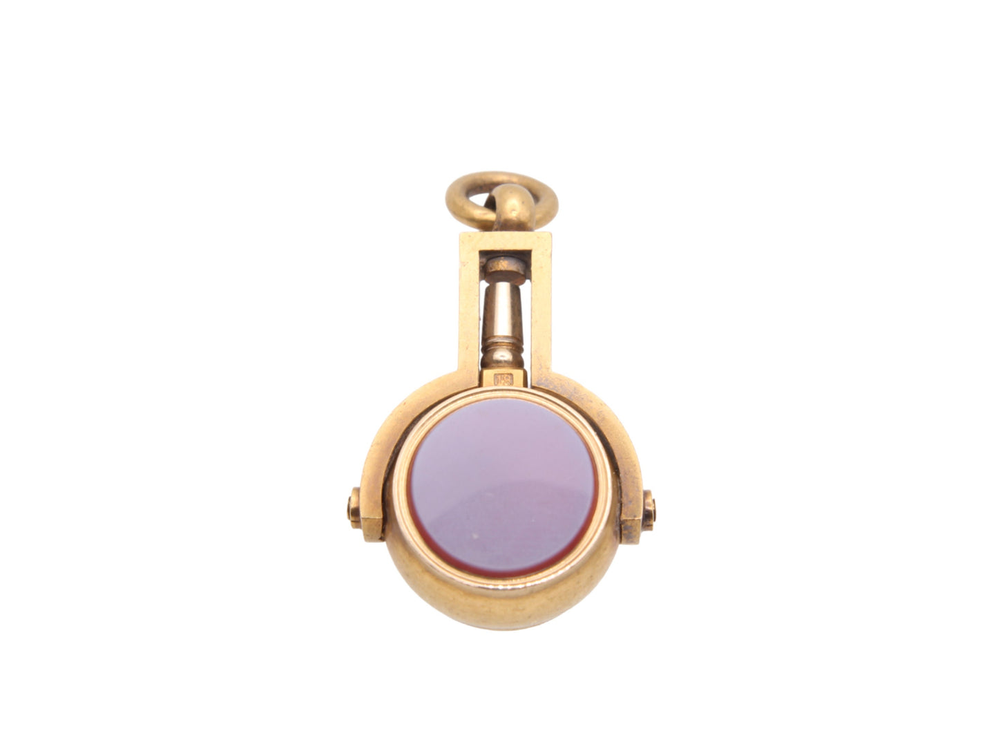 Antique 18ct Gold Lilac Agate Compass Spinner Watch Key Pendant