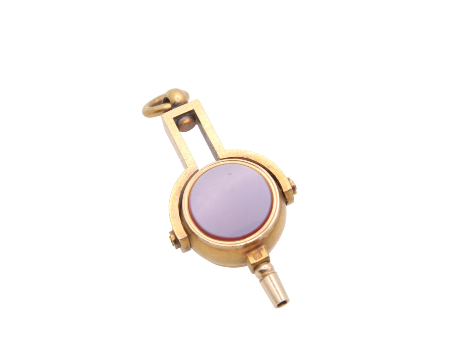 Antique 18ct Gold Lilac Agate Compass Spinner Watch Key Pendant