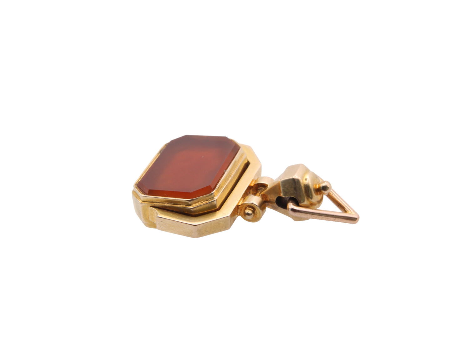 Antique-18ct-Gold-Horse-Scene-Carnelian-Spinner-Pendant