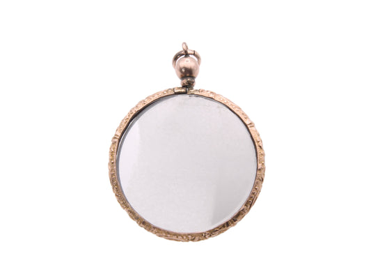 Antique 9ct Gold Embossed Glass Photo Pendant