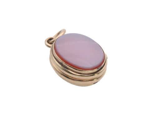 Antique 9ct Gold Bloodstone Lilac Agate Locket