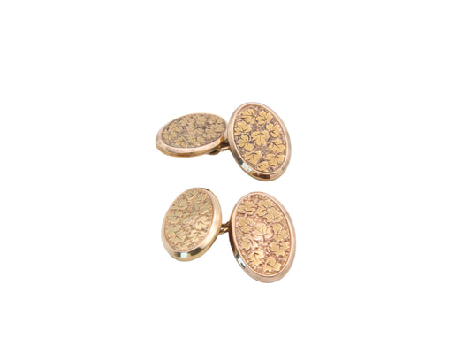 Antique Victorian 15ct Gold Oval Cufflinks, 1894