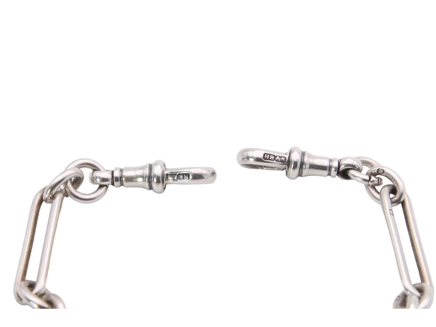Antique Silver Trombone Link Double Albert Watch Chain, 14.25"