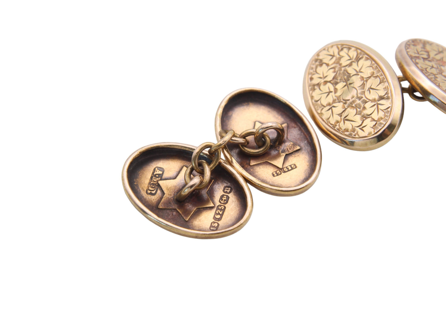 Antique Victorian 15ct Gold Oval Cufflinks, 1894