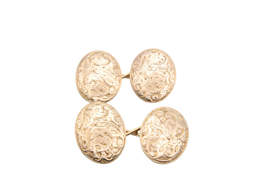 Antique Victorian Heavy 18ct Gold Oval Cufflinks, 1878, 13g