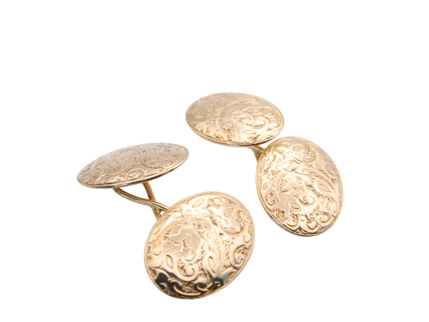 Antique Victorian Heavy 18ct Gold Oval Cufflinks, 1878, 13g