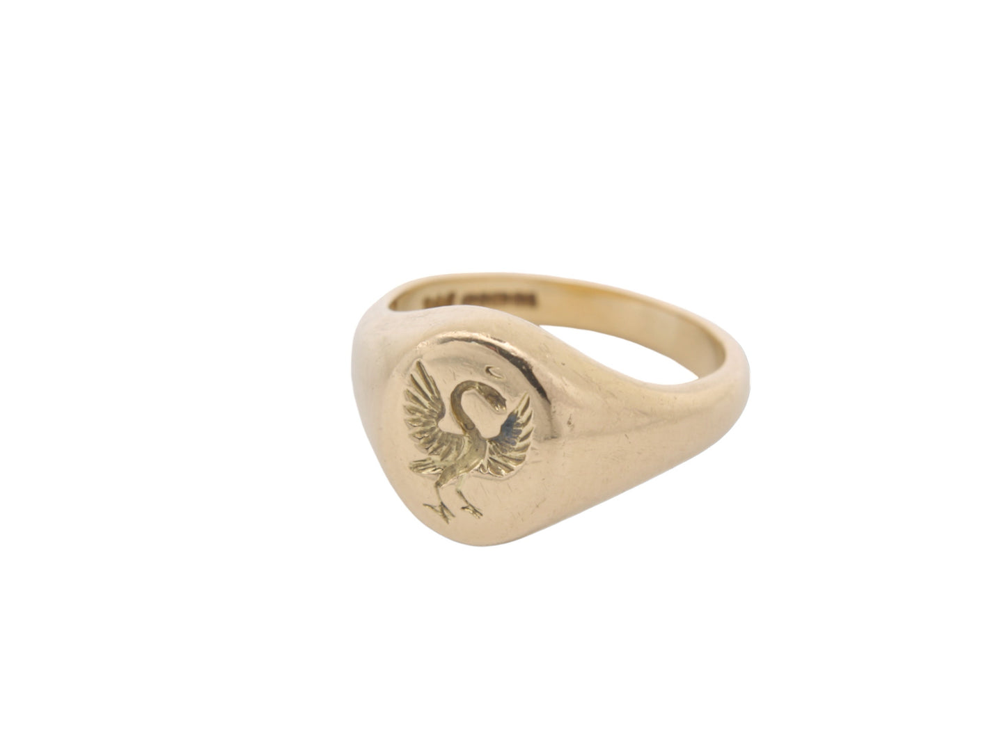 Vintage 18ct Yellow Gold Intaglio Swan Crest Signet Ring