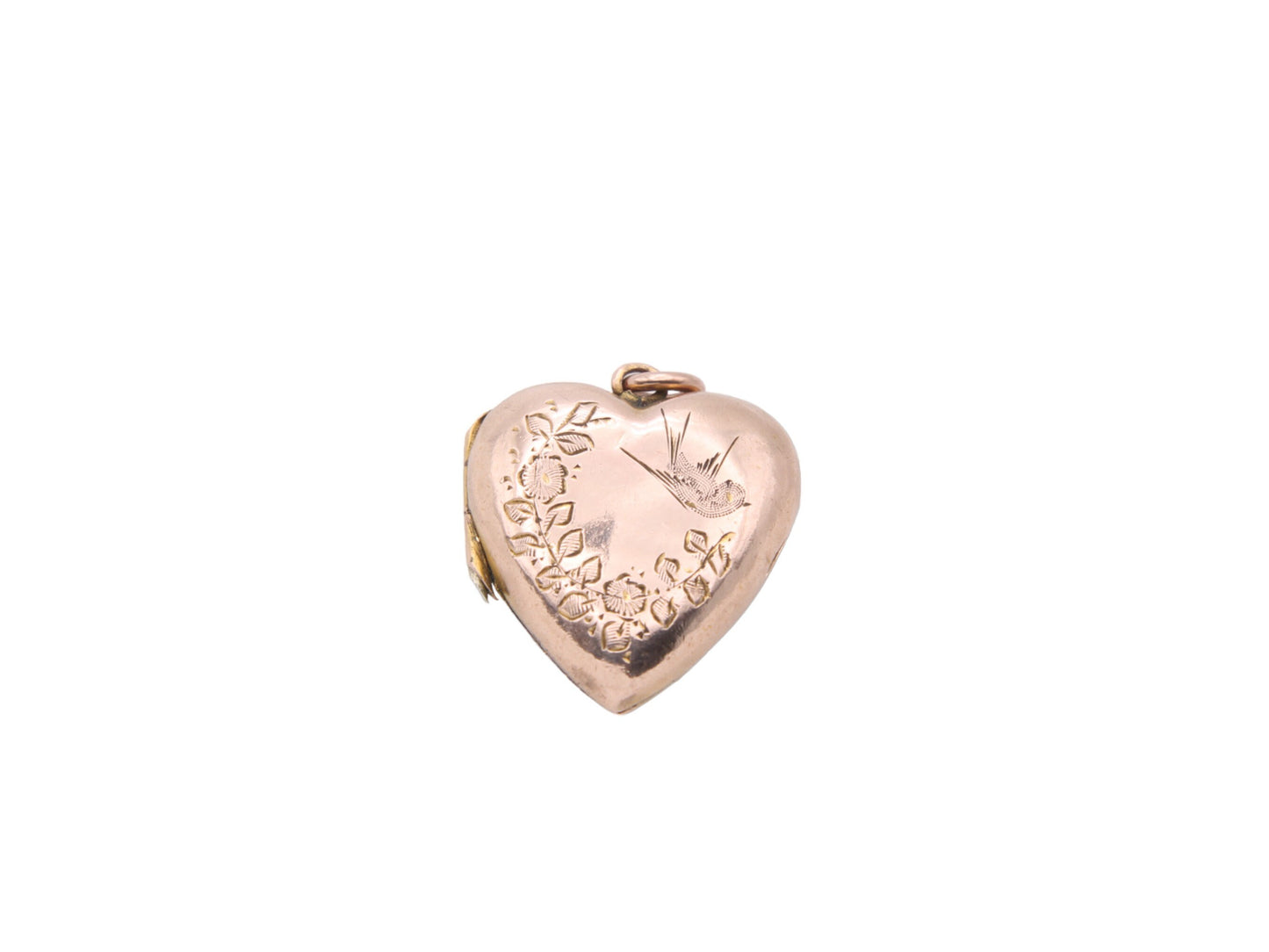 Antique 9ct Gold Back & Front Heart Swallow Locket