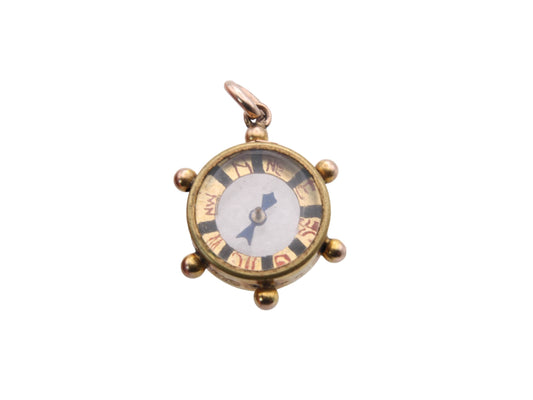 Antique 9ct Gold Nautical Compass Pendant