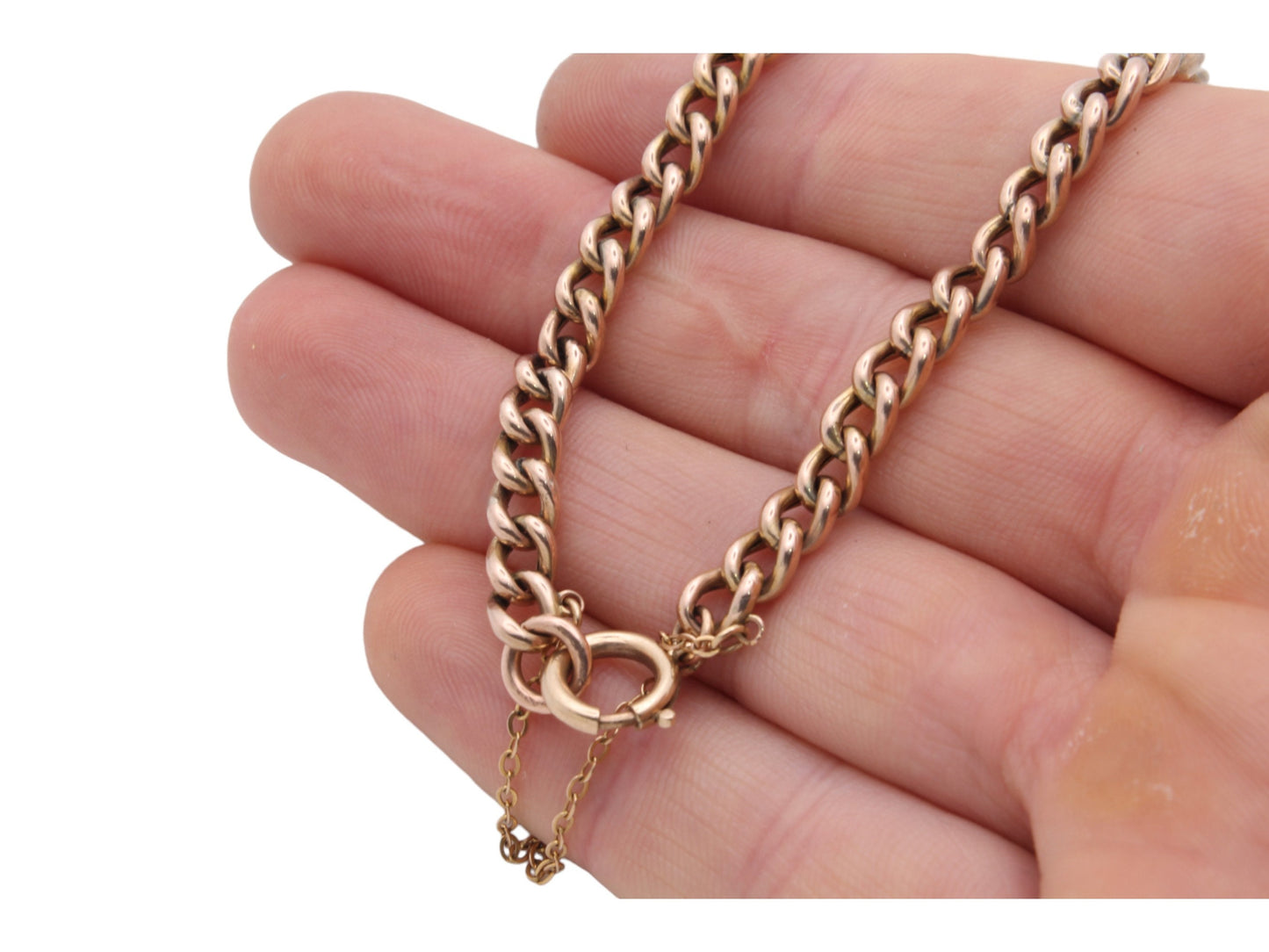 Antique 9ct Gold Curb Link Bracelet 7"