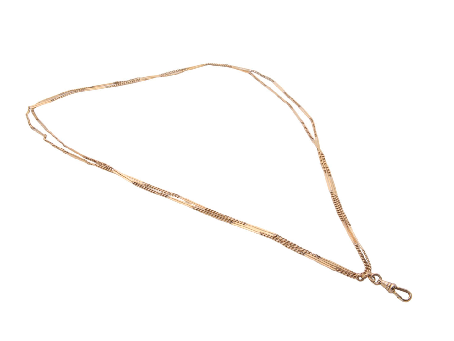 Antique Victorian Rolled Gold Fancy Link Long Guard Necklace - 52"