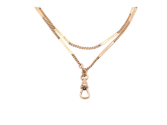 Antique Victorian Rolled Gold Fancy Link Long Guard Necklace - 52"