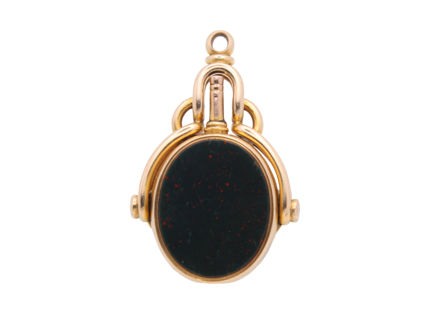 Antique 15ct Gold Bloodstone Carnelian Spinner Watch Key Pendant