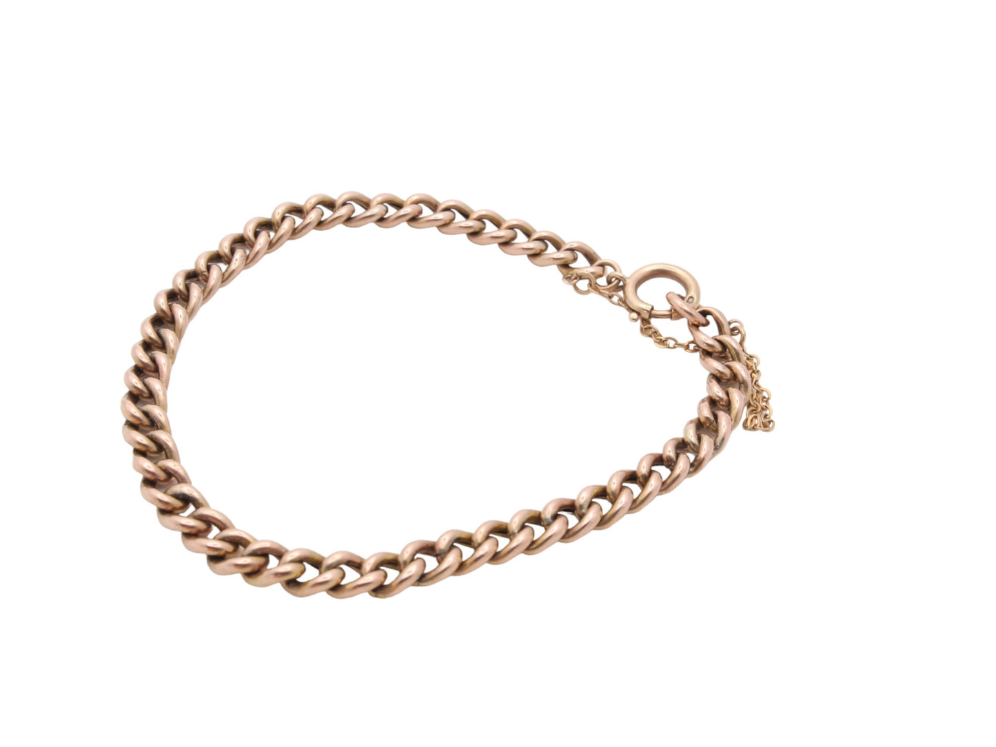 Antique 9ct Gold Curb Link Bracelet 7"