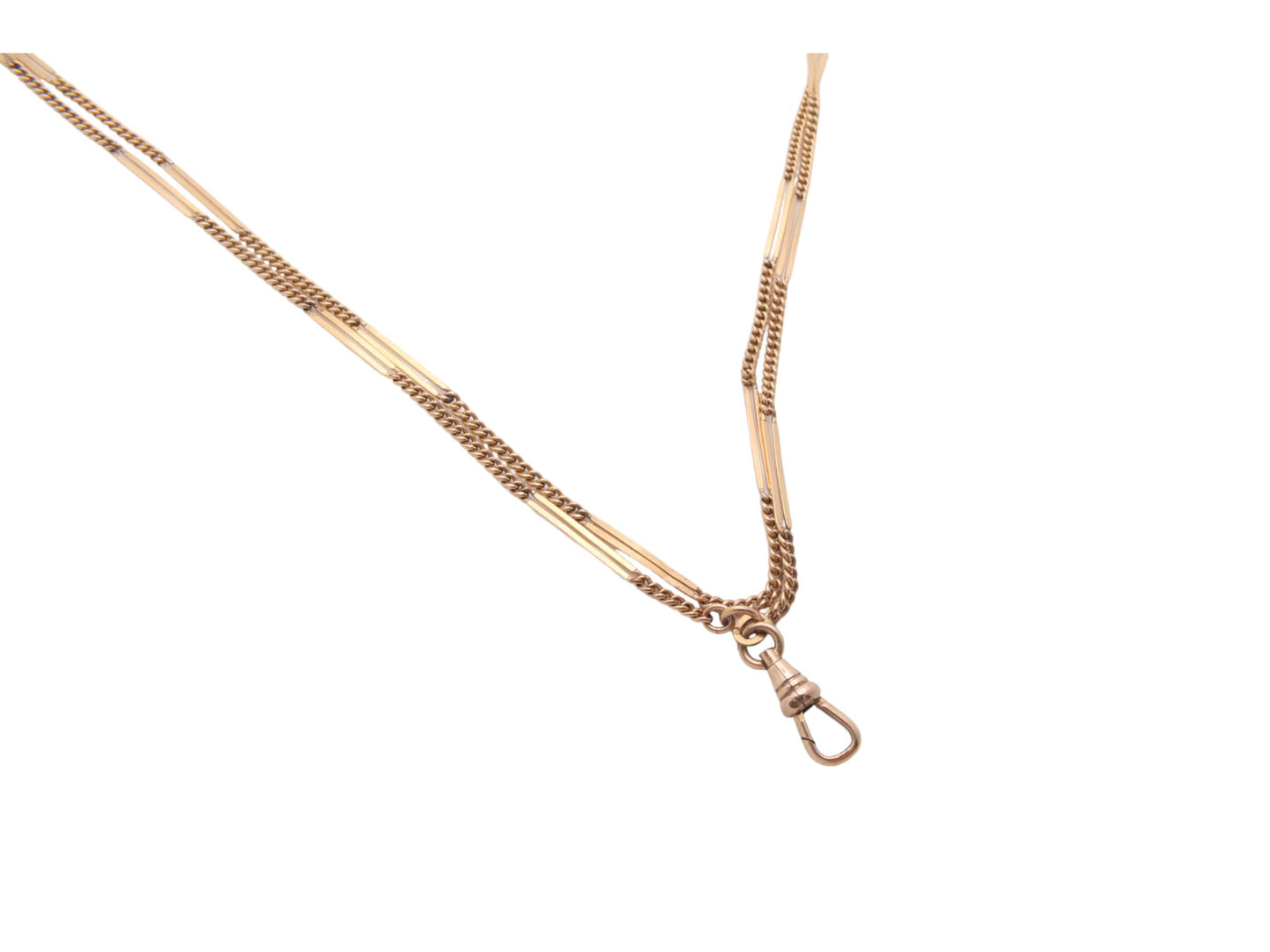Antique Victorian Rolled Gold Fancy Link Long Guard Necklace - 52"